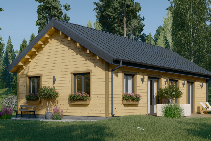 Blockbohlenhaus BERNAU Isoliert, 66 mm + Holzverschalung), 94 m² – Bild 4