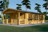 Blockbohlenhaus HANNES 42 m² + 10 m² Terrasse