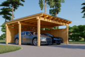 Doppelcarport NOVA mit L-förmiger Wand,  6x6m