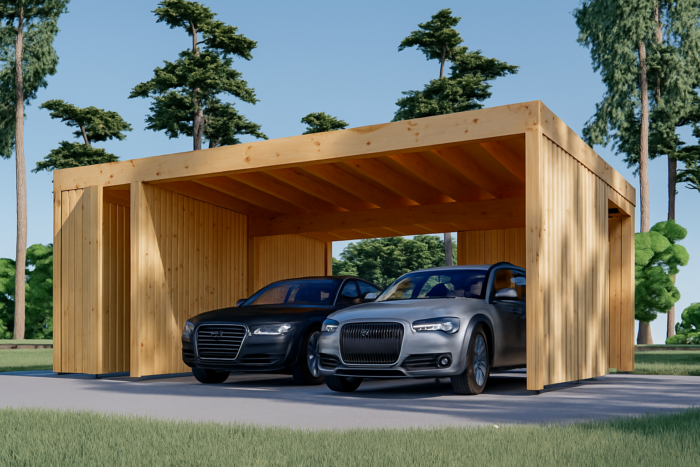 Carport NOVA Plus für 2 Autos mit Schuppen und Seitenwand, 7.6x5.6 m – Bild 12