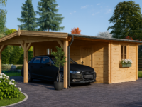 Carport aus Holz für 1 Auto mit Schuppen (44 mm), 5x6 m
