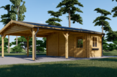 Carport aus Holz für 2 Autos mit Schuppen (44 mm), 5,5x6 m