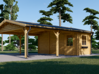 Carport aus Holz für 2 Autos mit Schuppen (44 mm), 5,5x6 m