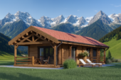 Holzhaus TRAUNSEE (Isoliert, 66 mm + Holzverschalung), 46 m²
