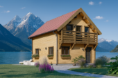 Holzhaus LISA (PREMIUM Isoliert, 66 mm + Holzverschalung), 80 m²