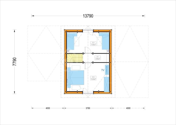 Holzwohnhaus DACHSTEIN , 66 mm + Holzverschalung), 108 m² + 13 m² Terrasse – Bild 6