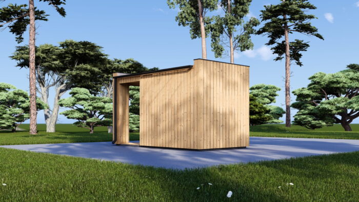 Gartensauna DANIEL (34 mm + Holzverschalung), 2,6 x 2,1 m, 3,8 m² mit Terrasse 3 m² – Bild 6