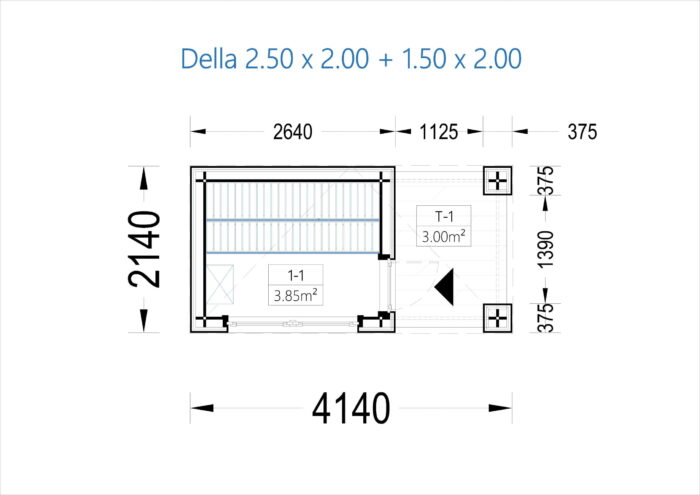 Gartensauna DANIEL (34 mm + Holzverschalung), 2,6 x 2,1 m, 3,8 m² mit Terrasse 3 m² – Bild 10