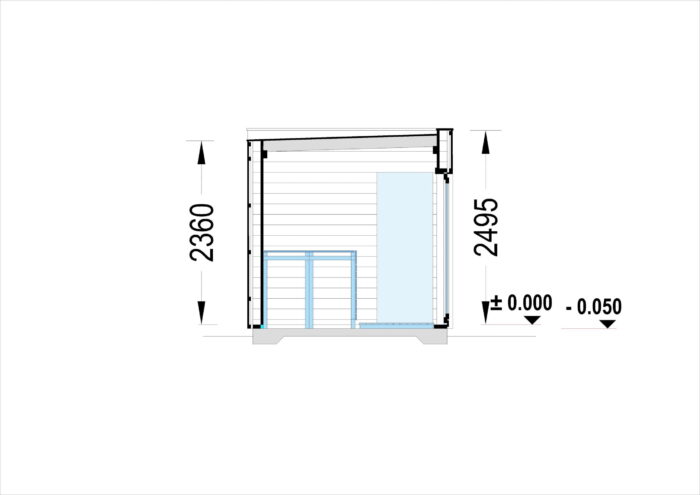 Gartensauna DANIEL (34 mm + Holzverschalung), 2,6 x 2,1 m, 3,8 m² mit Terrasse 3 m² – Bild 9