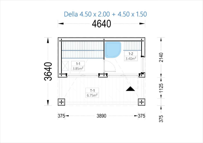 Gartensauna mit Vorraum DANIEL 34 mm + Holzverschalung), 4,6 x 2,1 m, 7,2 m² mit Terrase 6,7 m² – Bild 10