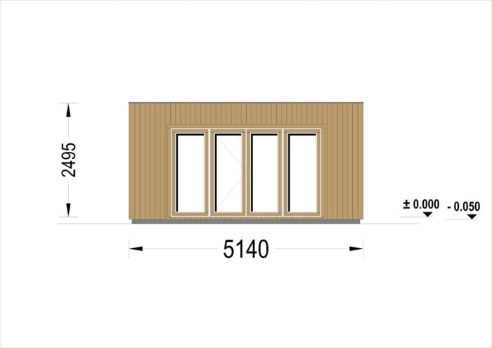 Gartensauna mit Vorraum DANIEL (34 mm + Holzverschalung), 5,1 x 5,1 m, 22 m² – Bild 8