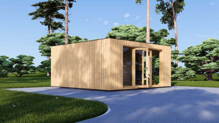 Gartensauna mit Vorraum DANIEL (34 mm + Holzverschalung), 5,1 x 5,1 m, 22 m² – Bild 2