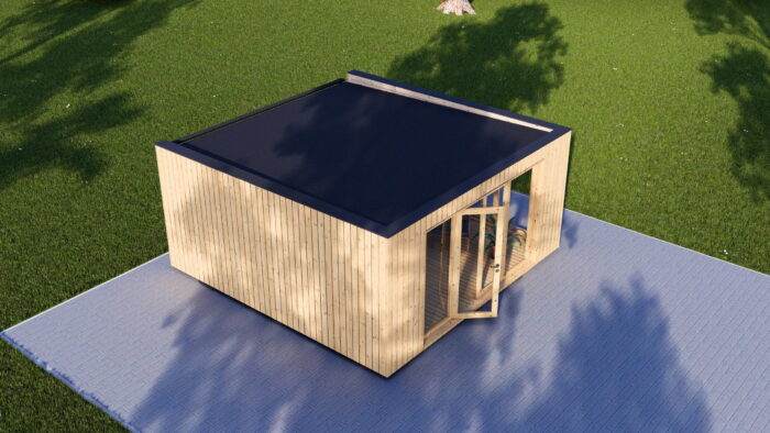 Gartensauna mit Vorraum DANIEL (34 mm + Holzverschalung), 5,1 x 5,1 m, 22 m² – Bild 3