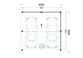 Doppelcarport NOVA mit L-förmiger Wand,  6x6m – Bild 5