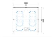 Doppelcarport NOVA mit L-förmiger Wand,  6x6m – Bild 5