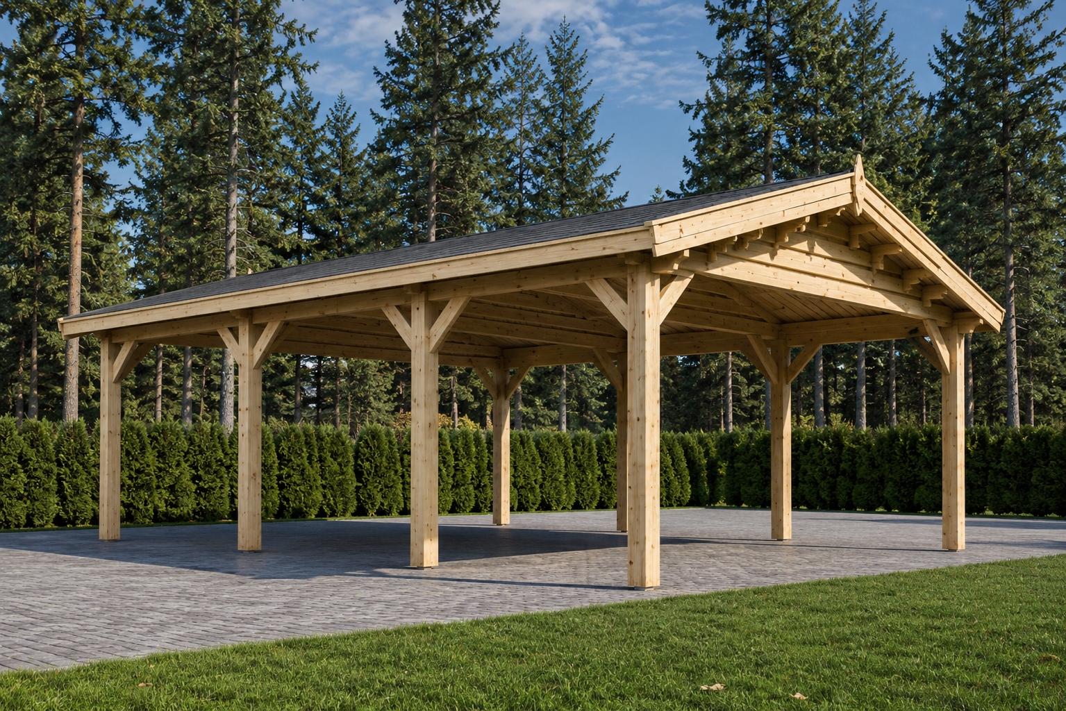 Doppelcarport Aus Holz Classic, 6X6 M, 36 M² (1) Doppelcarport aus Holz CLASSIC, 6x6 m, 36 m² – Bild 1