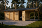 Doppelgarage (44 mm) 6x6m mit Carport 3x6m, 54m²