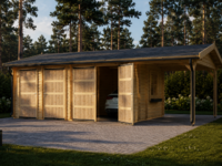 Doppelgarage (44 mm) 6x6m mit Carport 3x6m, 54m²