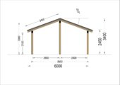 Carport aus Holz mit L-förmiger Wand SANDRA, 3.2x6 m – Bild 9
