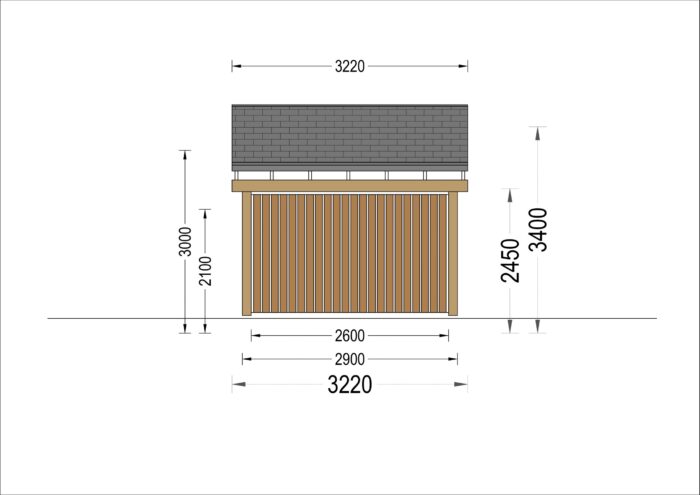 Carport aus Holz mit L-förmiger Wand SANDRA, 3.2x6 m – Bild 10