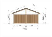 Carport aus Holz mit L-förmiger Wand SANDRA, 3.2x6 m – Bild 6