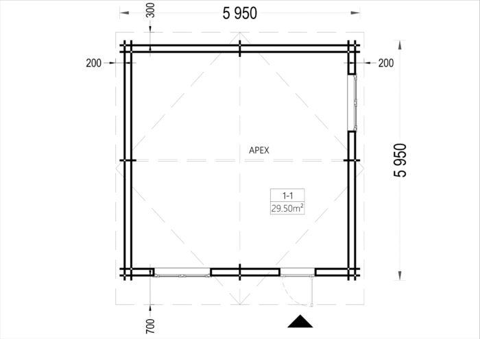 Gartenhaus Donau (44+44mm) 6x6m, 36m² Isoliert – Bild 7