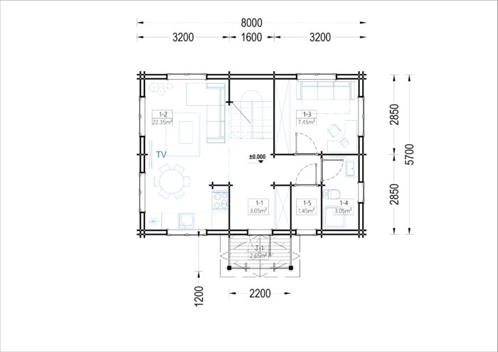 Blockbohlenhaus ERNI (44+44 mm) · Isoliert · ca. 70 m² – Bild 8