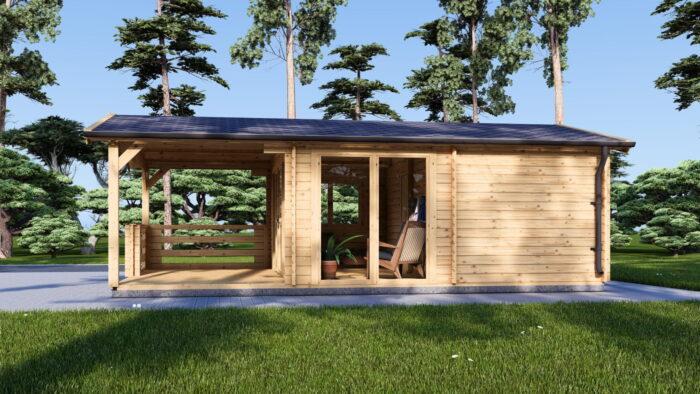 Saunahaus Helga (44 mm), 5x7,5 m; 25 m² mit Terrasse 12 m² (4 Räume) – Bild 4