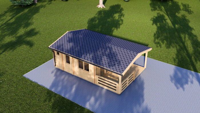 Saunahaus Helga (44 mm), 5x7,5 m; 25 m² mit Terrasse 12 m² (4 Räume) – Bild 3