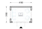 Gartenhaus ERMONES (34mm + Holzverschalung), 4x3m, 12m² Isoliert – Bild 6