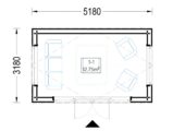 Gartenhaus ERMONES (34mm + Holzverschalung), 5x3m, 15m² Isoliert – Bild 6