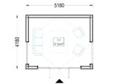 Gartenhaus ERMONES (34mm + Holzverschalung), 5x4m, 20m² Isoliert – Bild 7