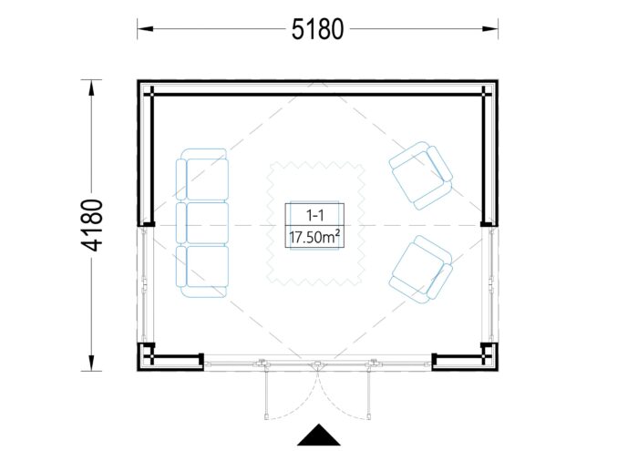 Gartenhaus ERMONES (34mm + Holzverschalung), 5x4m, 20m² Isoliert – Bild 7