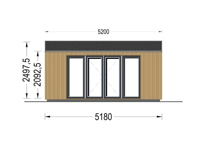 Gartenhaus ERMONES (34mm + Holzverschalung), 5x4m, 20m² Isoliert – Bild 9