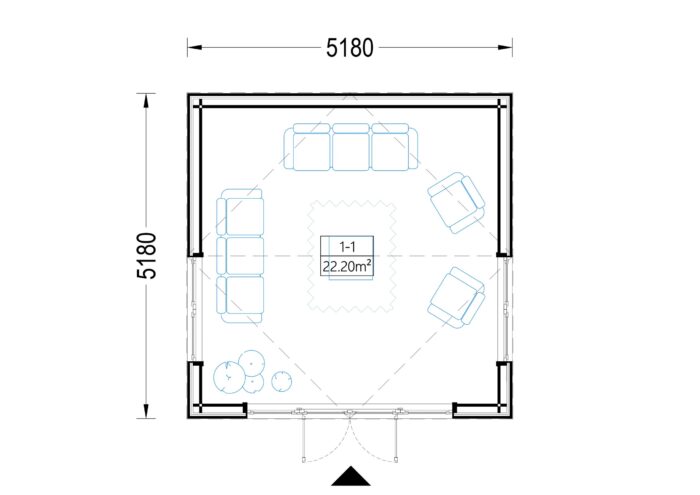 Gartenhaus ERMONES (34mm + Holzverschalung), 5x5m, 25m² – Bild 7