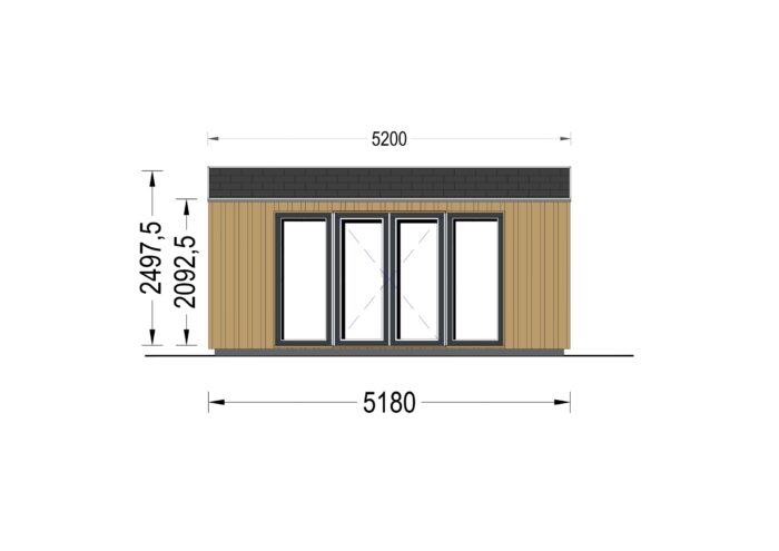 Gartenhaus ERMONES (34mm + Holzverschalung), 5x5m, 25m² – Bild 9