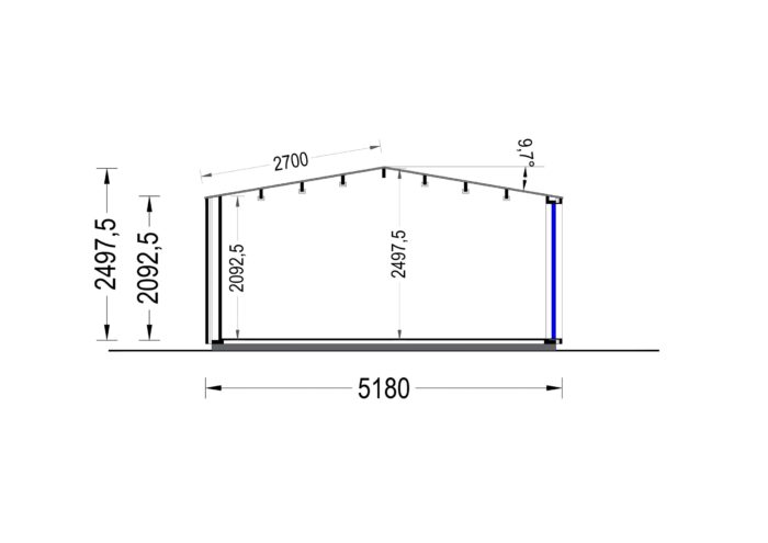 Gartenhaus ERMONES (34mm + Holzverschalung), 5x5m, 25m² – Bild 8