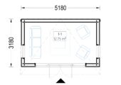 Gartenhaus EMIL (34mm + Holzverschalung ), 5x3m, 15m² – Bild 9