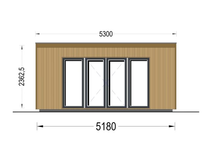 Gartenhaus EMIL (34mm + Holzverschalung ), 5x3m, 15m² – Bild 10