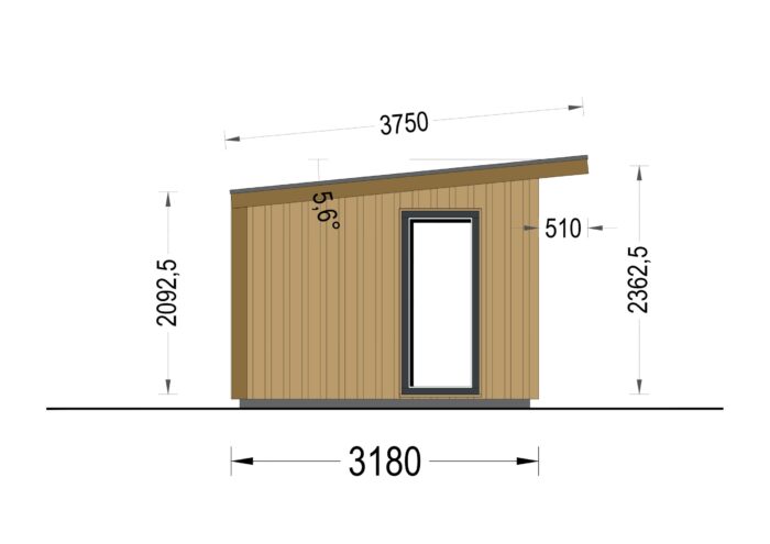 Gartenhaus EMIL (34mm + Holzverschalung ), 5x3m, 15m² – Bild 11