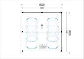 Doppelcarport NOVA mit L-förmiger Wand,  6x6m – Bild 7