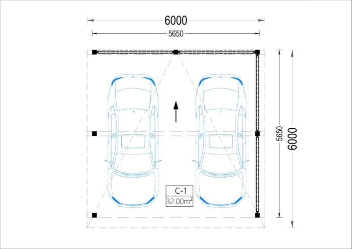 Doppelcarport NOVA mit L-förmiger Wand,  6x6m – Bild 7