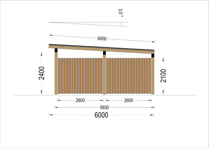 Doppelcarport NOVA mit L-förmiger Wand,  6x6m – Bild 9