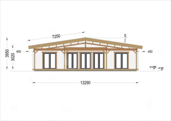 Holzwohnhaus Florenz Isoliert, 66 mm + Holzverschalung, 84 m² – Bild 3