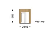 Gartensauna DANIEL (34 mm + Holzverschalung), 2,6 x 2,1 m, 3,8 m² mit Terrasse 3 m² – Bild 9