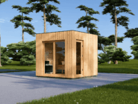 Gartensauna Erna (34 mm + Holzverschalung), 2,6 x 2,1 m, 3,8 m²
