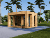 Gartensauna mit Vorraum DANIEL 34 mm + Holzverschalung), 4,6 x 2,1 m, 7,2 m² mit Terrase 6,7 m²