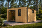 Gartensauna mit Vorraum DANIEL (34 mm + Holzverschalung), 5,1 x 5,1 m, 22 m² – Bild 3
