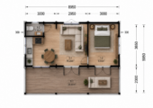 Blockbohlenhaus mit Terrasse LILLI, 32 m² + 20m² Extra Isoliert – Bild 6