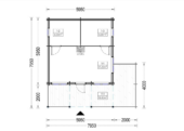 Blockbohlenhaus Innsbruck (44 mm) 36 m² mit 14 m² Schlafboden Isoliert – Bild 7